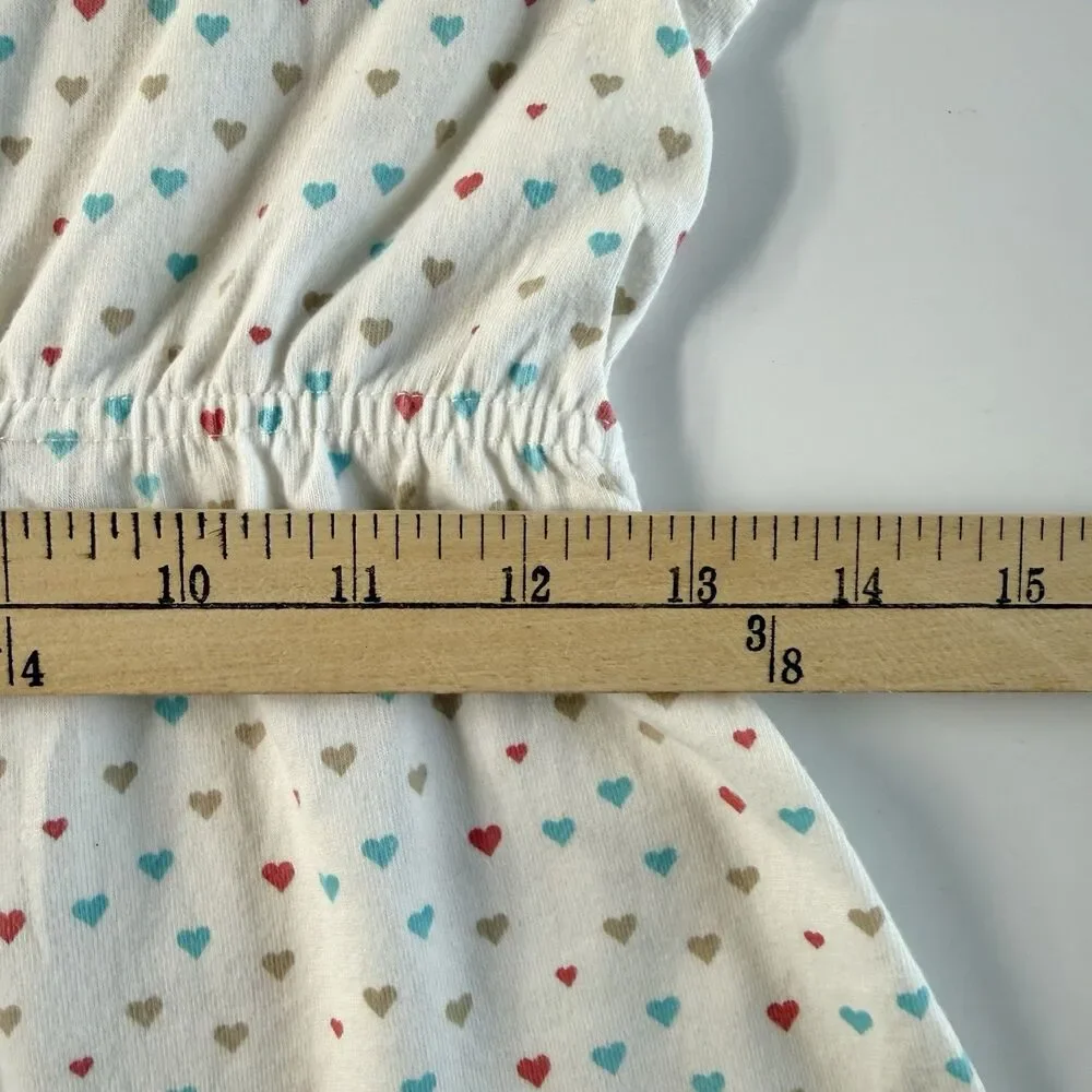 Vintage TOMMY HILFIGER Babydoll Knit Crew Top Girl's Size L White w/Hearts Y2K
